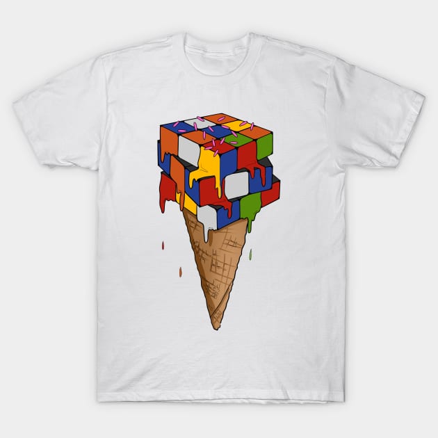 Melting Ice Cream Cone - Melting Rubik's Cube Inspired Design for people who know How to Solve a Rubik's Cube T-Shirt by Cool Cube Merch